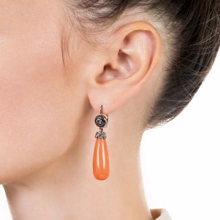 Antique Coral Drop Earrings