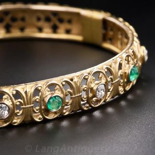Antique Diamond and Emerald Bangle