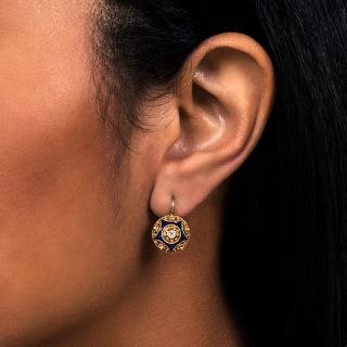 Antique Diamond and Enamel Cannetille Earrings