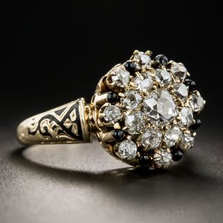 Antique Diamond and Enamel Cluster Ring