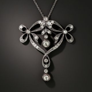 Antique Diamond Bow Necklace, Circa 1890 - 2