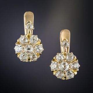 Antique Diamond Cluster Earrings - 1