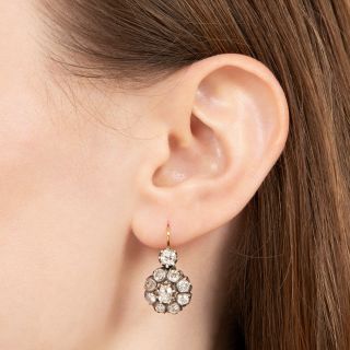 Antique Diamond Cluster Earrings - 4.25 Carats