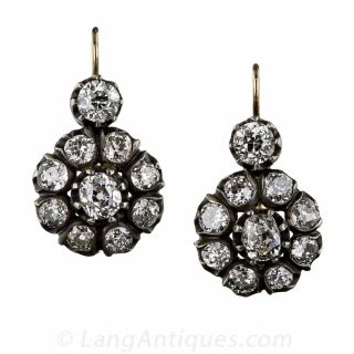 Antique Diamond Cluster Earrings - 1