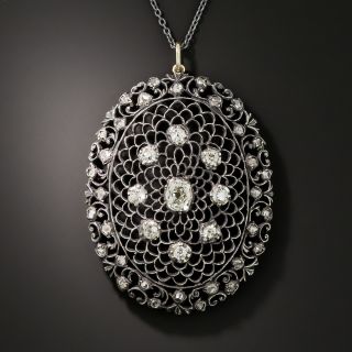 Antique Diamond Openwork Pendant Necklace - 7