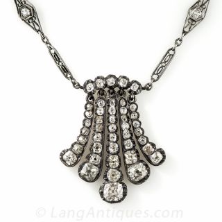 Antique Diamond Pendant Tassel Necklace