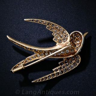 Antique Diamond Swallow Pin