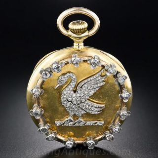 Antique Diamond Swan Pendant Watch - 2