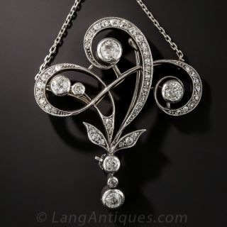 Antique Diamond Swirl Necklace  - 1