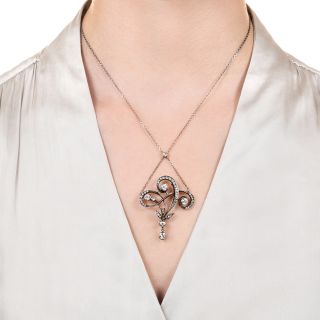Antique Diamond Swirl Necklace 