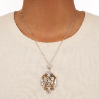 Antique Empire Style Diamond Lavalière Locket Necklace