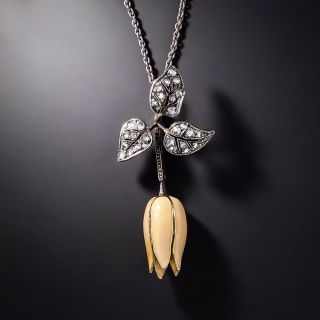  Antique Enamel Tulip and Diamond Pendant - 2