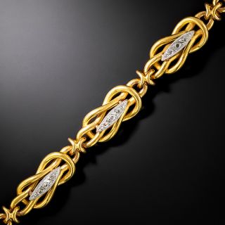 Antique French Celtic Knot and Diamond Bracelet - 2