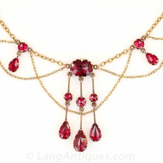 Antique French Garnet Swag Necklace
