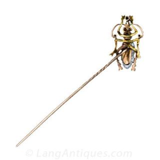 Antique Freshwater Pearl Insect Stick Pin