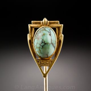 Antique Gold and Turquoise Stickpin