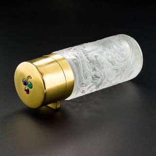 Antique Gold Gemstone Crystal Scent Bottle - 1