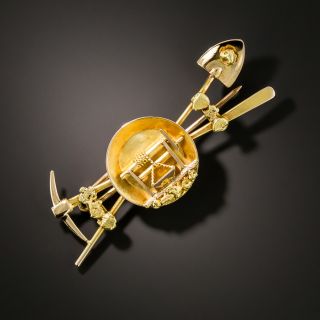 Antique Gold Mining Pin - 2