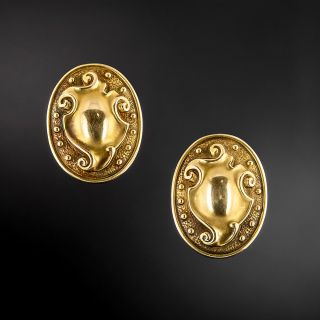 Antique Gold Ornate Earrings, Circa 1900 - 2