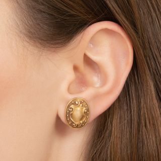 Antique Gold Ornate Earrings, Circa 1900