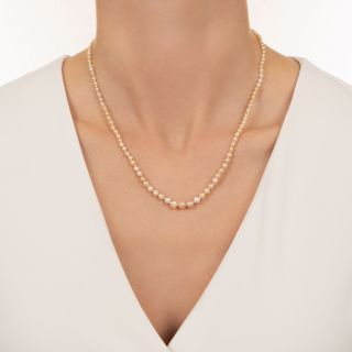 Antique Graduated Natural Pearl Necklace  - GIA
