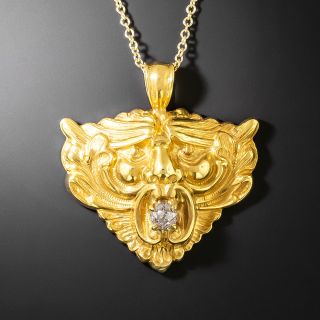 Antique Lion's Head Diamond Pendant, c.1900 - 2