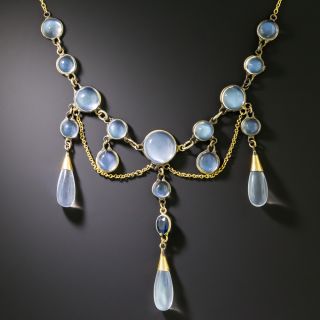 Antique Moonstone and Sapphire Necklace - 2