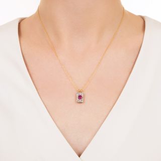 Natural No-Heat .90 Carat Burmese Ruby and Diamond Drop