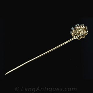 Antique Natural Pearl and Diamond Stickpin