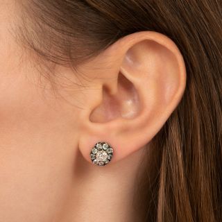 Antique Old Mine-Cut Diamond Ear Studs