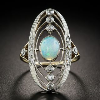 Antique Opal and Diamond Astronomical Ring
