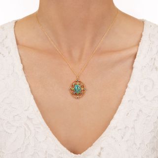 Antique Opal, Demantoid Garnet and Sapphire Pendant, c.1900 