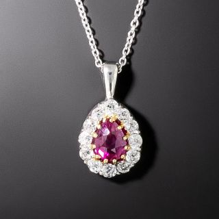 Antique Pear-Shaped Ruby and Diamond Drop - 3