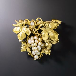 Antique Pearl Grape Cluster Pin - 2