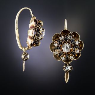 Antique Rose-Cut Diamond and Enamel Earrings