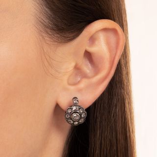 Antique Rose-Cut Diamond Cluster Earrings