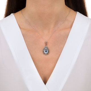 Antique Sapphire, Guilloche Enamel and Diamond Pendant Locket