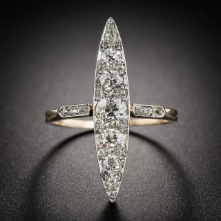 Antique Slender Navette Diamond Ring