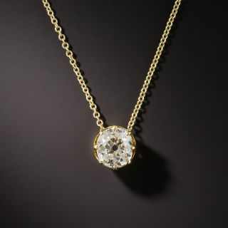 Antique Solitaire 0.65 Carat Old Mine Diamond Pendant Necklace 