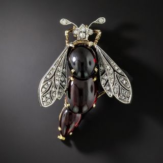 Antique Style Garnet and Diamond Winged Bug Brooch - 2