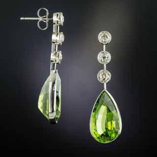 Antique Style Peridot and Diamond Earrings