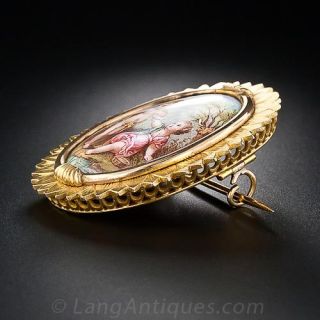Antique Swiss Enamel Picture Brooch/Pendant, French