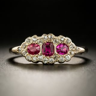 Antique Three-Stone Ruby and Diamond Ring - 3