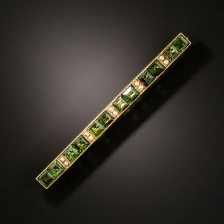 Antique Tourmaline and Seed Pearl Bar Pin - 2