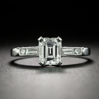 Art Deco 1.03 Carat Emerald-Cut Diamond Engagement Ring - GIA F I1 - 2