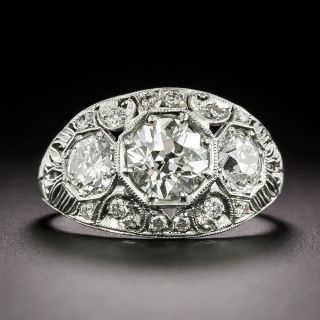 Art Deco 1.10 Carat Diamond Three-Stone Engraved Ring - GIA  I  VS2 - 11