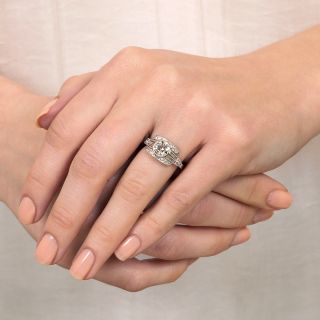 Art Deco 1.12 Carat Diamond Engagement Ring - GIA H SI2
