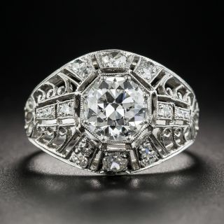 Art Deco 1.22 Carat Diamond Platinum Engagement Ring - GIA H SI1 - 1