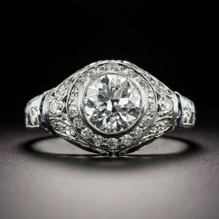 Art Deco 1.30 Carat Diamond and Sapphire Engagement Ring - GIA E VVS2 - 2