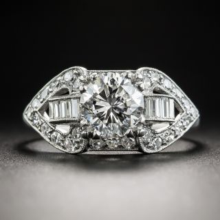 Art Deco 1.32 Carat Diamond in a Heart Motif Engagement Ring - GIA G SI1 - 1